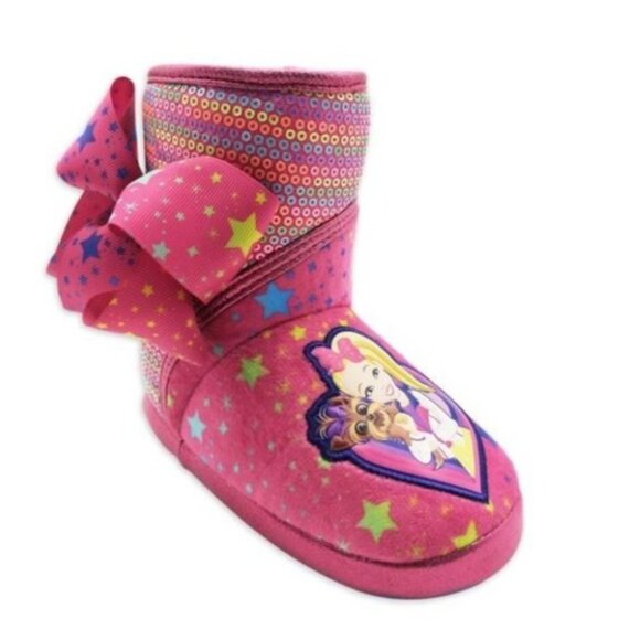 JoJo Siwa Kids Size 7/8 Bootie Slippers Bow Sequins Jojo BowBow Artwork - Picture 1 of 7